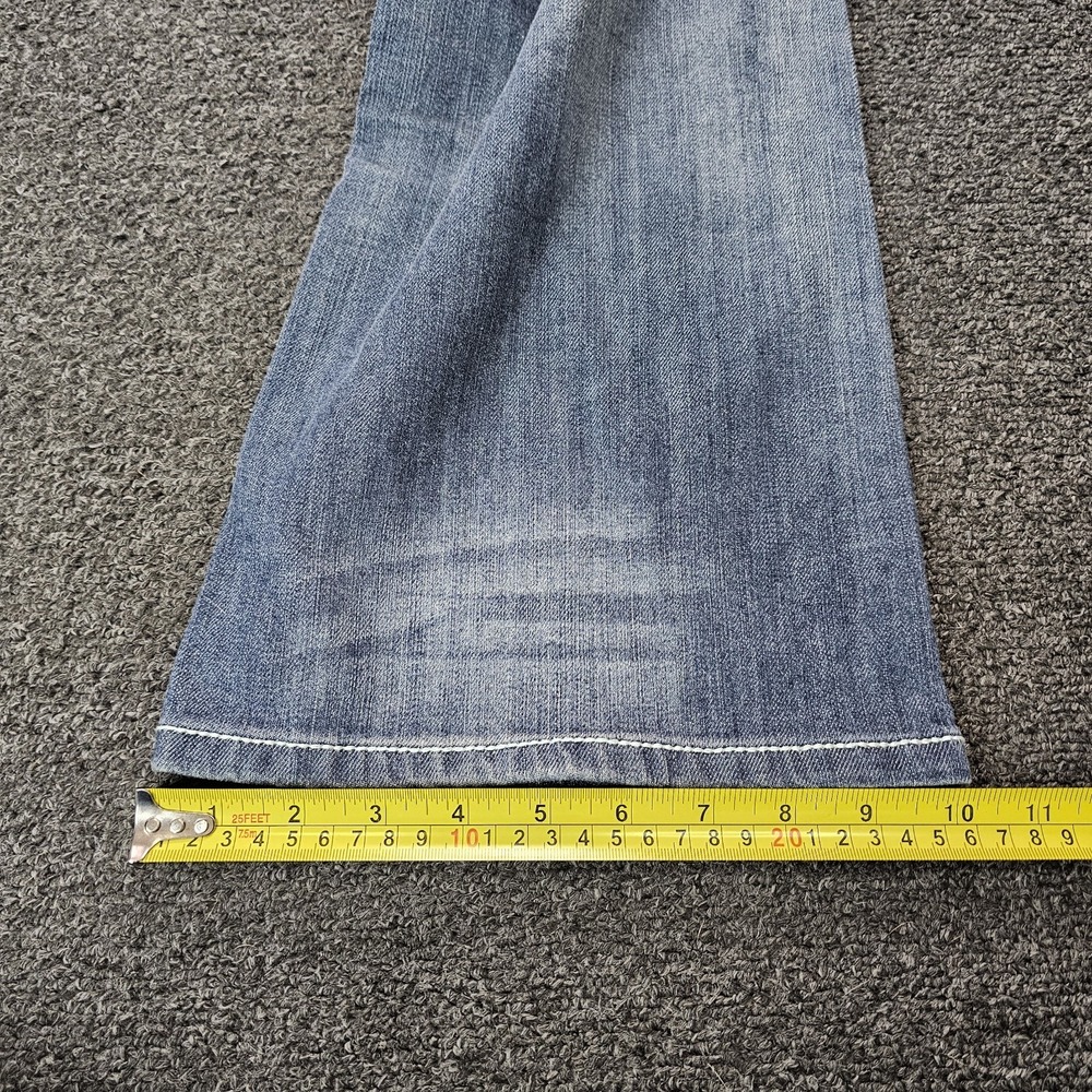 Y2K Harley Davidson Jeans Womens 14 Tall Boot Cut Embellished Medium Wash Flap - Picture 8 of 10